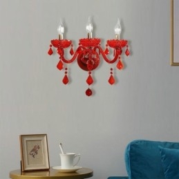 Applique da parete in cristallo europeo luce rossa