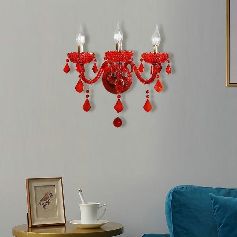 Applique da parete in cristallo europeo luce rossa