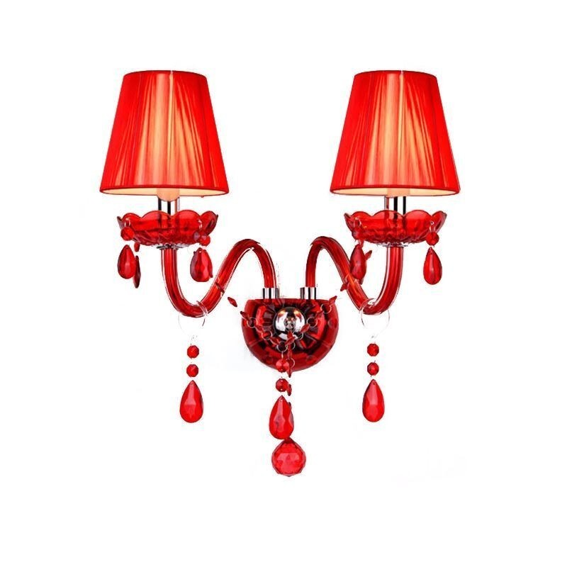 Applique da parete europea in cristallo rosso
