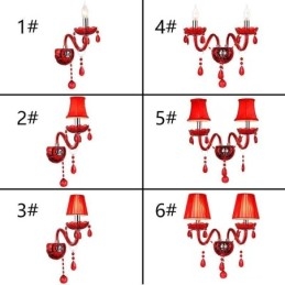 Applique da parete europea in cristallo rosso