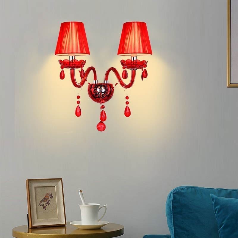 Applique da parete europea in cristallo rosso