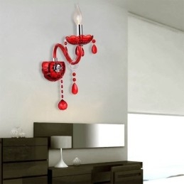 Applique da parete europea in cristallo rosso