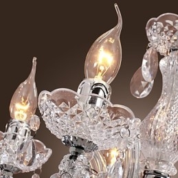 Lampadario a sospensione classico cromato in acrilico trasparente, 1 luce