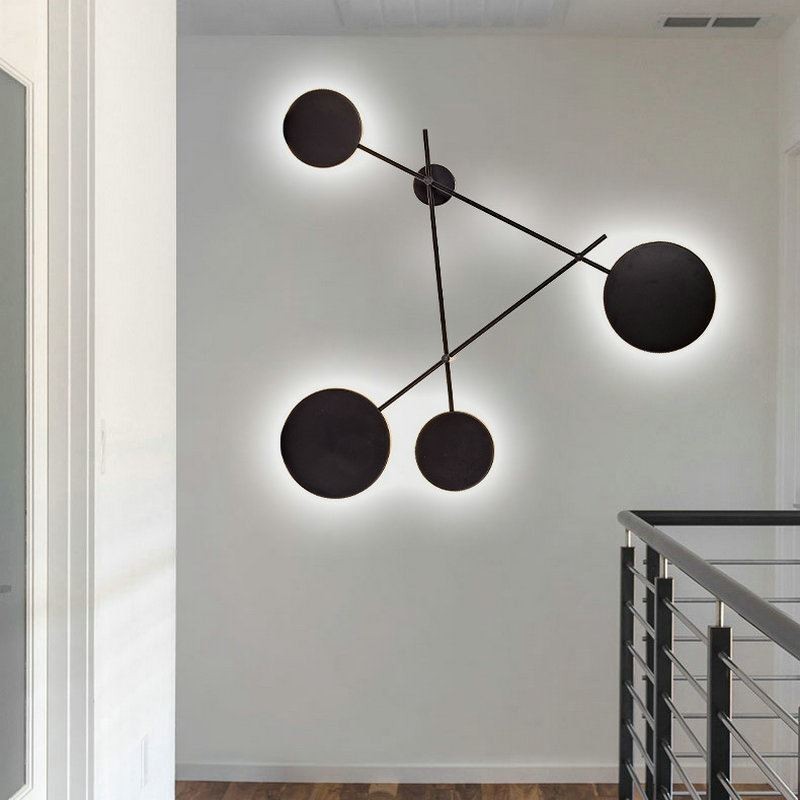 Applique da parete moderna geometrica in ferro 4 luci 100x94 cm