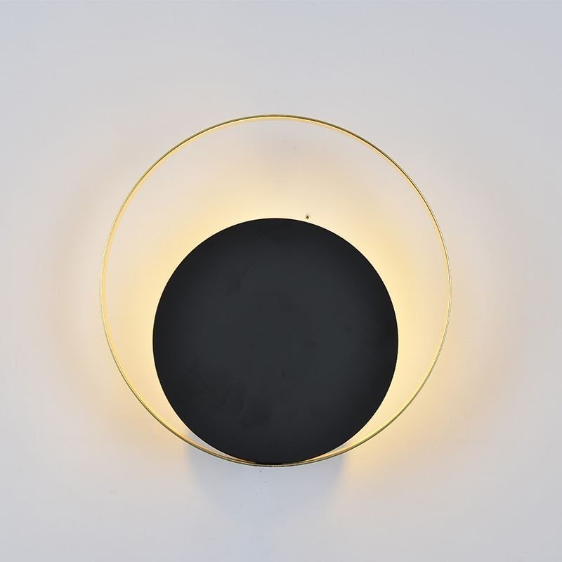 Applique da parete circolare moderna nera 25 x 25 cm 1 luce 5 W