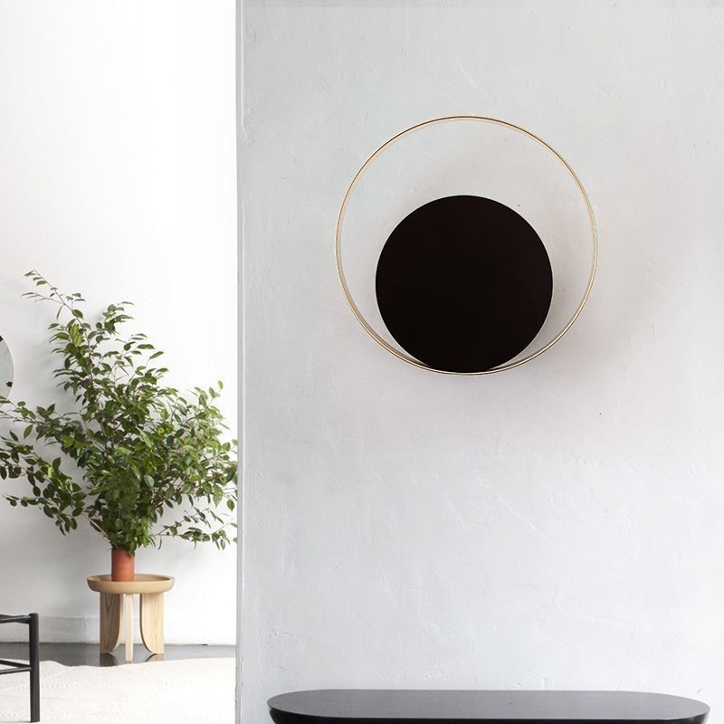Applique da parete circolare moderna nera 25 x 25 cm 1 luce 5 W