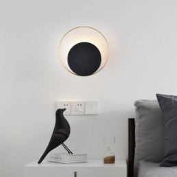 Applique da parete circolare moderna nera 25 x 25 cm 1 luce 5 W