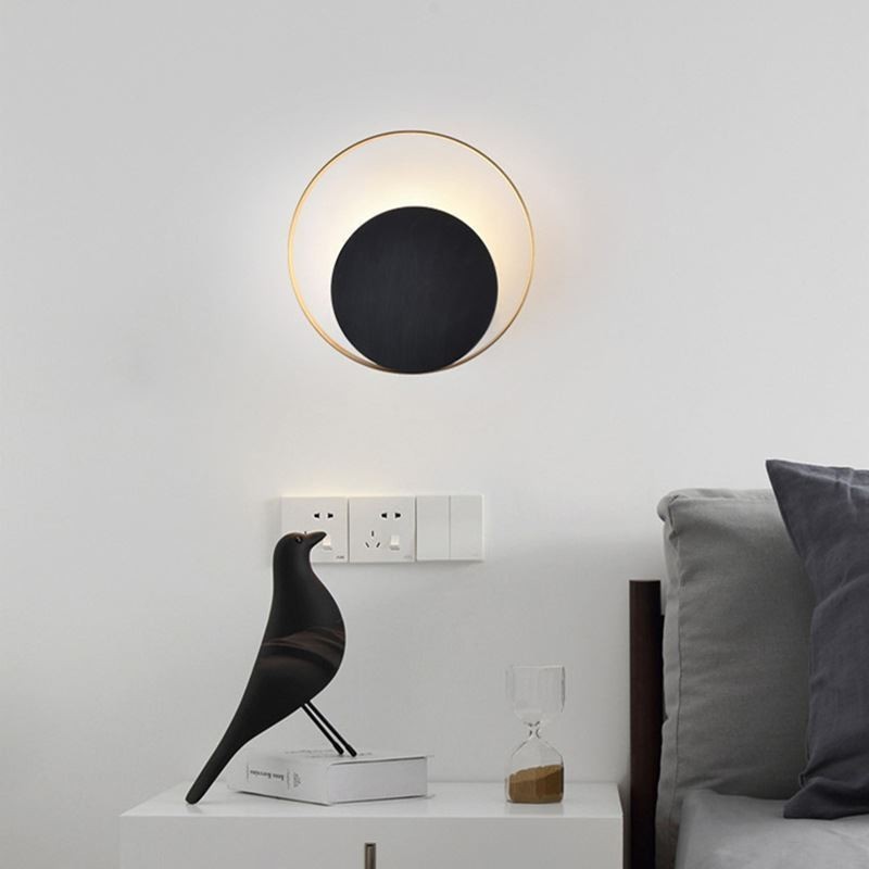Applique da parete circolare moderna nera 25 x 25 cm 1 luce 5 W