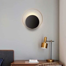 Applique da parete circolare moderna nera 25 x 25 cm 1 luce 5 W