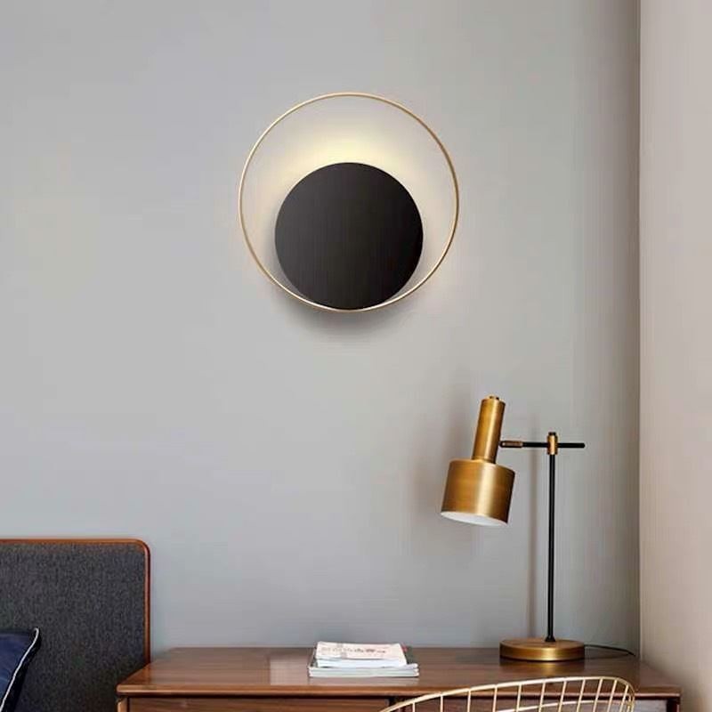 Applique da parete circolare moderna nera 25 x 25 cm 1 luce 5 W