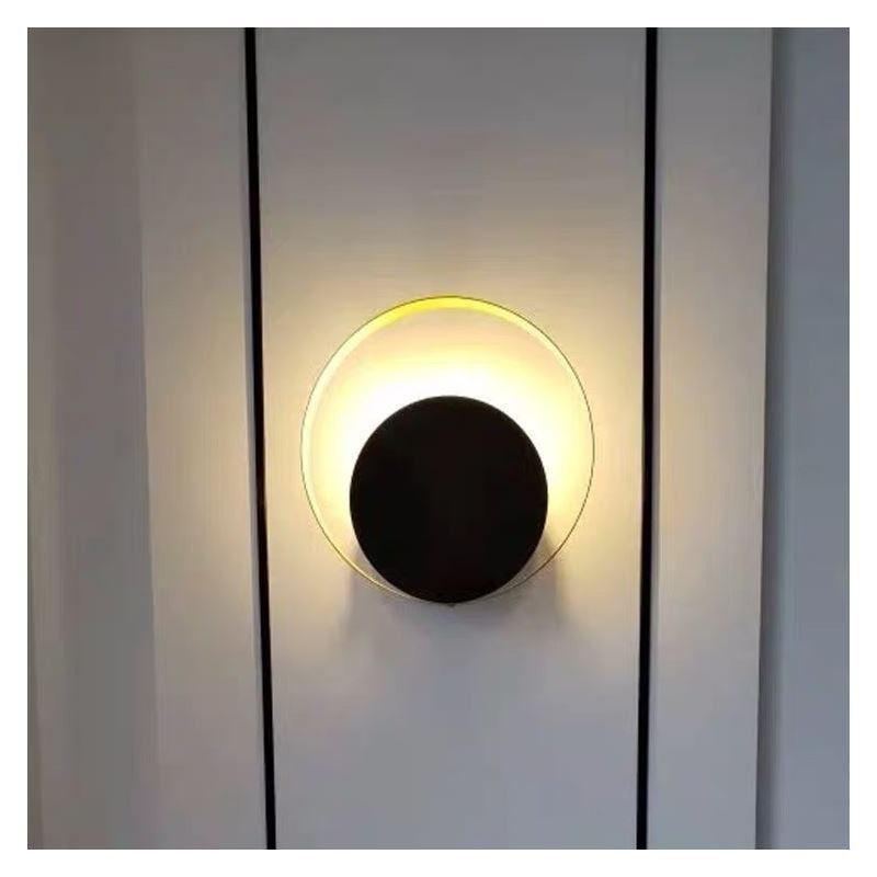Applique da parete circolare moderna nera 25 x 25 cm 1 luce 5 W