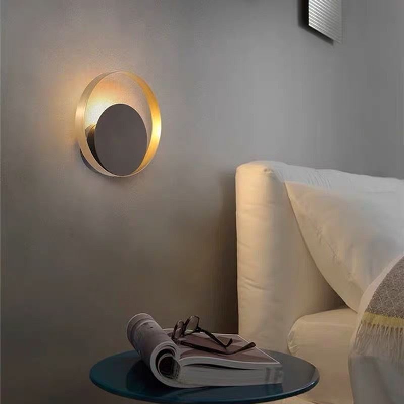 Applique da parete circolare moderna nera 25 x 25 cm 1 luce 5 W