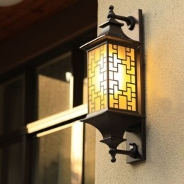 Applique da parete per esterni stile cinese con griglia per finestra impermeabile