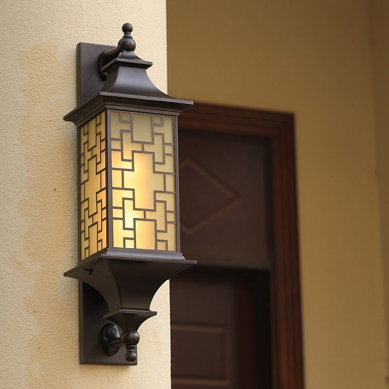 Applique da parete per esterni stile cinese con griglia per finestra impermeabile