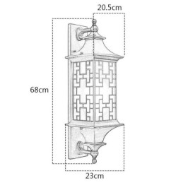 Applique da parete per esterni stile cinese con griglia per finestra impermeabile