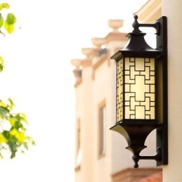 Applique da parete per esterni stile cinese con griglia per finestra impermeabile