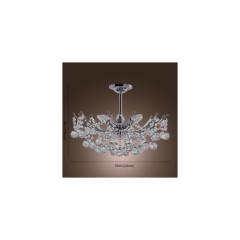 Lampadario a soffitto in cristallo a 6 luci