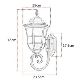 Applique da parete da esterno retrò europea, 1 luce, vetro smerigliato, IP23