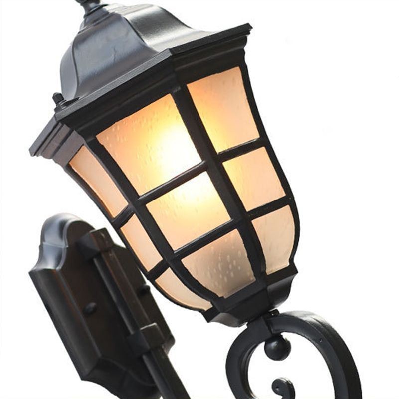 Applique da parete da esterno retrò europea, 1 luce, vetro smerigliato, IP23