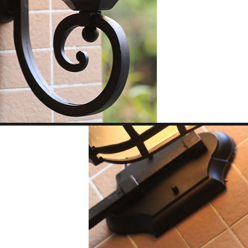 Applique da parete da esterno retrò europea, 1 luce, vetro smerigliato, IP23