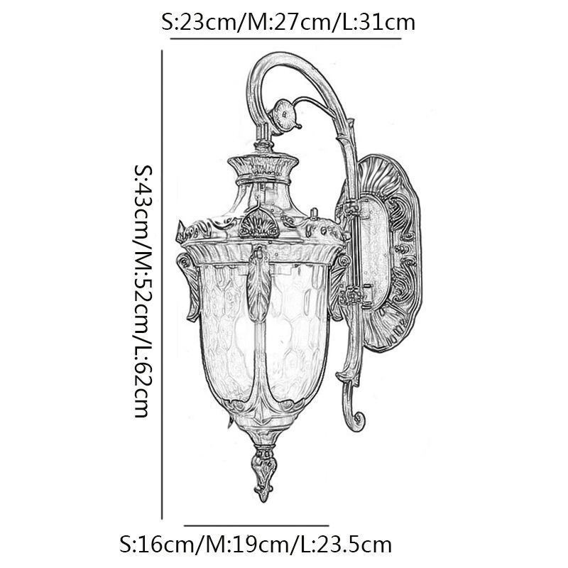 Applique da parete da esterno impermeabile a testa singola per cortile, corridoio, giardino