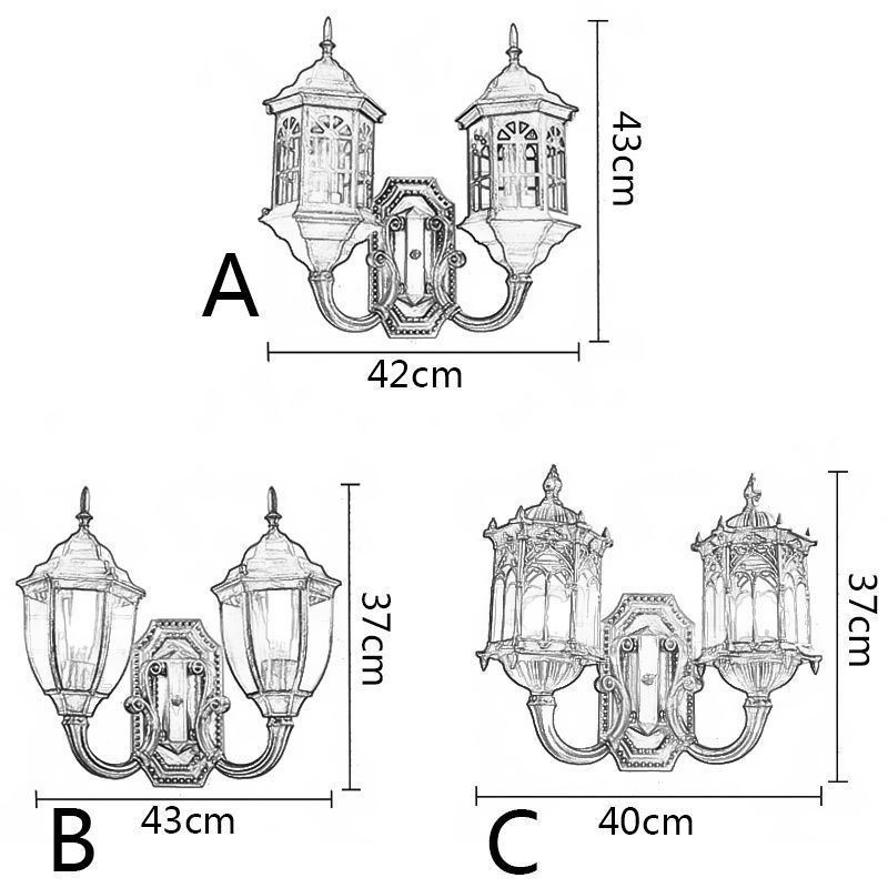 Applique da parete per esterni europea impermeabile a doppia lampada