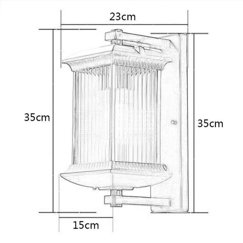 Applique da esterno in vetro stile cinese IP23 15x23x35 cm E26/E27