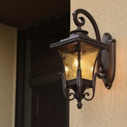 Applique da parete da esterno in vetro stile cinese, singola luce, IP23