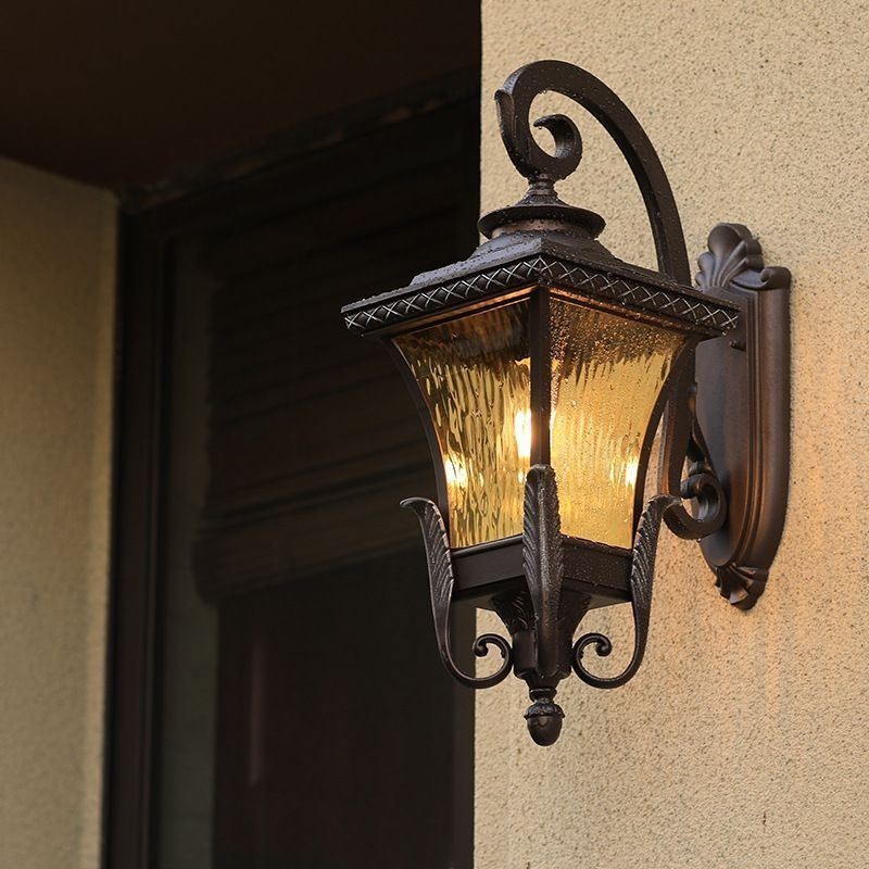 Applique da parete da esterno in vetro stile cinese, singola luce, IP23