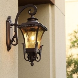 Applique da parete da esterno in vetro stile cinese, singola luce, IP23