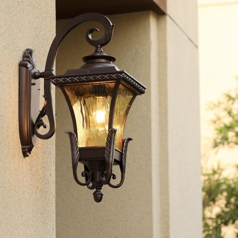 Applique da parete da esterno in vetro stile cinese, singola luce, IP23