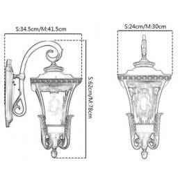 Applique da parete da esterno in vetro stile cinese, singola luce, IP23
