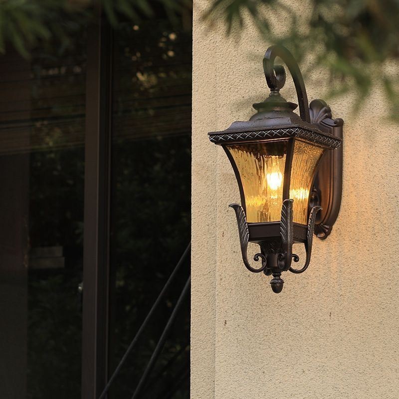 Applique da parete da esterno in vetro stile cinese, singola luce, IP23