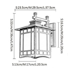 Applique da parete da esterno impermeabile stile cinese a forma di padiglione per giardino, balcone