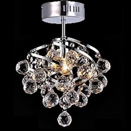 Lampadario a filo in cristallo cromato con 1 lampadina E26/E27, 30 x 25 cm