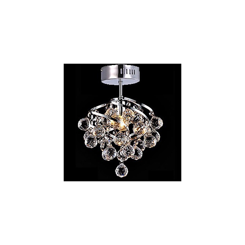 Lampadario a filo in cristallo cromato con 1 lampadina E26/E27, 30 x 25 cm