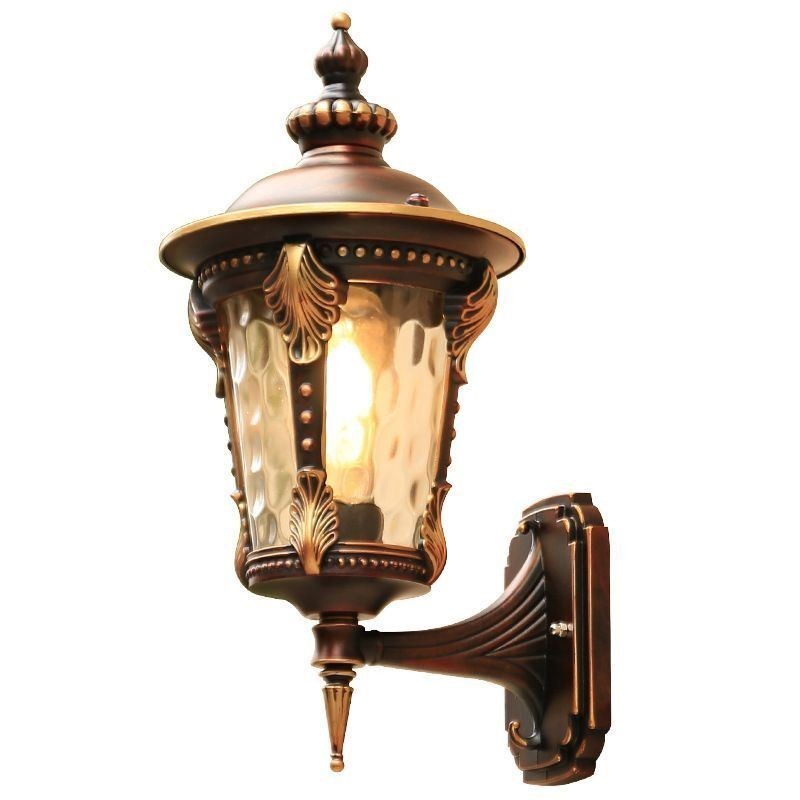 Applique da parete per esterni in stile vintage europeo intagliata, IP23, E26/E27