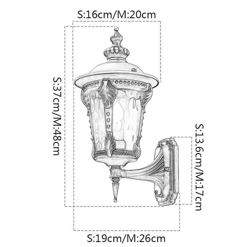 Applique da parete per esterni in stile vintage europeo intagliata, IP23, E26/E27