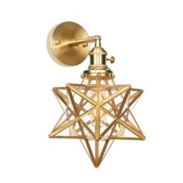 Applique da parete vintage con paralume in vetro, ottone, 1 luce E27