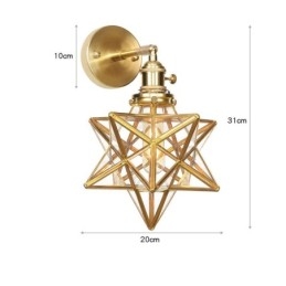 Applique da parete vintage con paralume in vetro, ottone, 1 luce E27