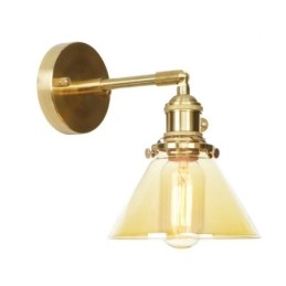 Applique da parete moderna con paralume in vetro e fissaggio in ottone E27 1 luce