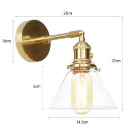 Applique da parete moderna con paralume in vetro e fissaggio in ottone E27 1 luce