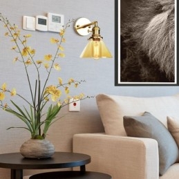 Applique da parete moderna con paralume in vetro e fissaggio in ottone E27 1 luce