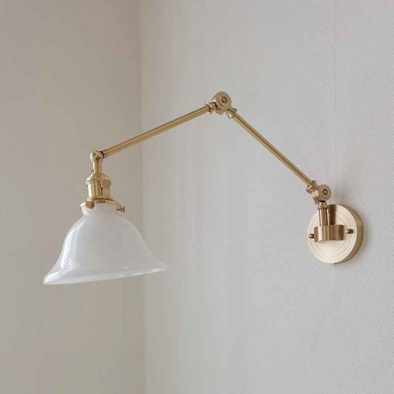 Applique da parete vintage in vetro e ottone 1 luce E27