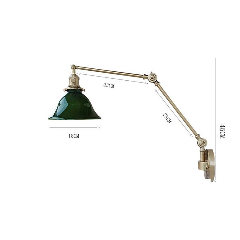 Applique da parete vintage in vetro e ottone 1 luce E27