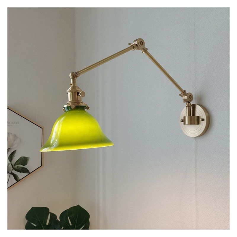 Applique da parete vintage in vetro e ottone 1 luce E27