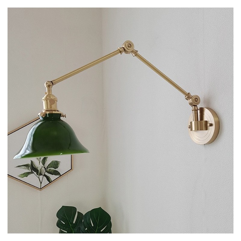 Applique da parete vintage in vetro e ottone 1 luce E27