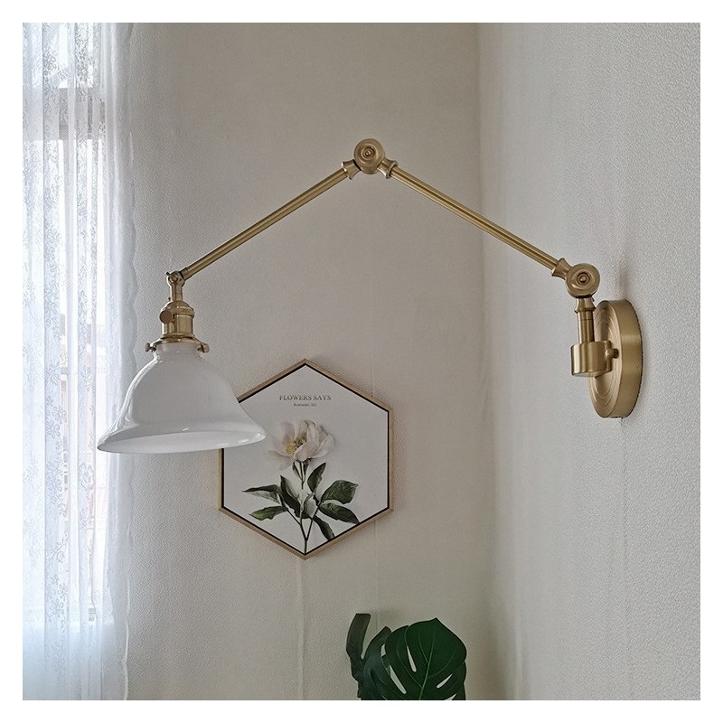 Applique da parete vintage in vetro e ottone 1 luce E27