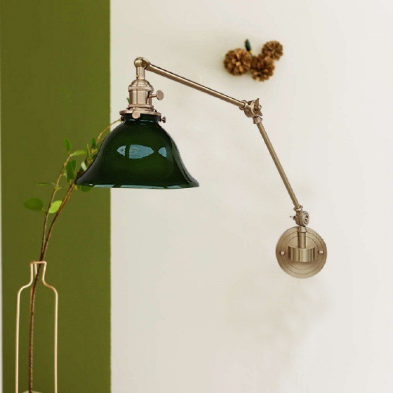 Applique da parete vintage in vetro e ottone 1 luce E27
