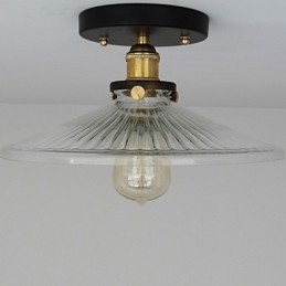 Plafoniera a filo industriale retrò con vetro trasparente, nera, 110V, spirale